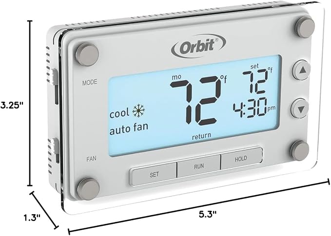 Orbit Clear Comfort Programmable Thermostat, Large Display, White - 83521 | Programmable Thermostat with Large Easy-to-Read Display for Simple Home Climate Control & Energy Savings