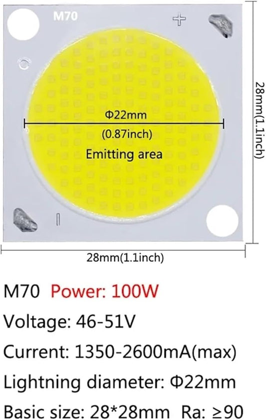 1pcs Led Chip 100W Power Power 80W 50W LED SMD COB LED Bulbs Chip Small Size Chip Lamp Smart IC Chip for LED Spotlight KIt DIY(M70 100W)