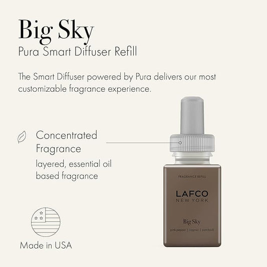 LAFCO New York Pura Smart Device Refill, Big Sky - Pack of 2 - Each Vial Delivers Up to 2 Weeks of Fragrance Life - Made in the USA