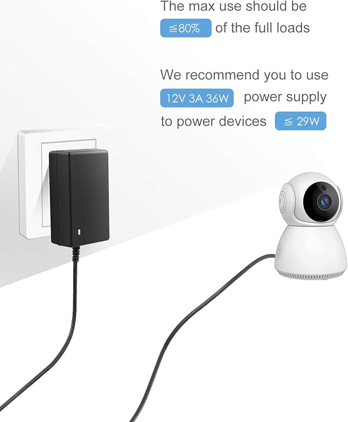 ALITOVE 12V DC Power Supply 3A 36W Universal AC Adapter 100-240V 50-60hz to 12 Volt Power Adapter Cord 3Amp 2.5A 2A 5.5mm x 2.5mm 2.1mm for LED Strip Light CCTV Security Camera PC Monitor and More
