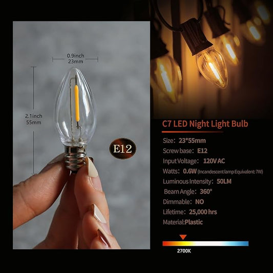 4 Accessory Cord with 4 Led Light Bulb 6 Ft White Cord with On/Off Switch Plugs E12 Candelabra LED Light Bulbs and Clips for Halloween Christmas Decorations Craft Village House Decoration