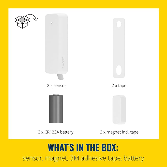 WiZ Connected Contact Sensor 2-Pack - Home Monitoring, Home Automation, Real-Time Alerts, Light Alarms, Easy Setup
