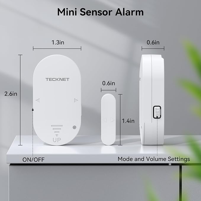 TECKNET Door Alarms for Kids Safety, Door Alarms When Opened, Two-Way Door and Window Alarm Door Alarm for Home Security, 2-in-1 Alarm & Chime, 3-Level Volume Control, Door Sensor Alarm (3 Pack)
