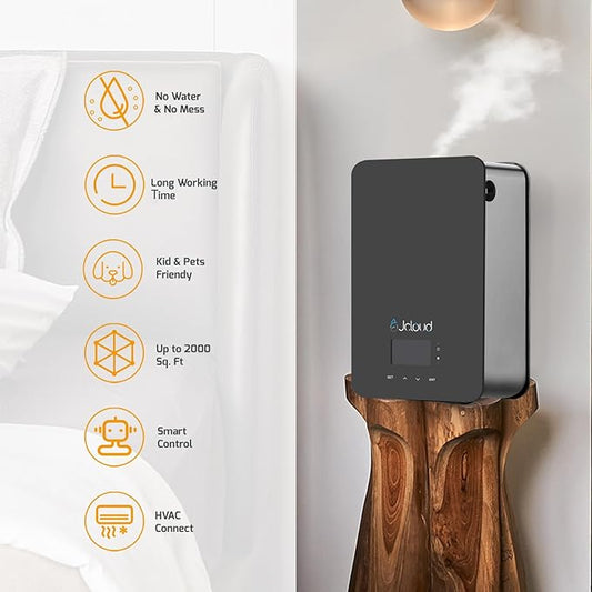 JCLOUD Upgraded Scent Air Machine for Home, Waterless Essential Oil Diffuser with Cold Air Technology, HVAC Scent Diffuser Cover Up to 2000 Sq. Ft, Hotel Scent Diffuser for Large Room, Black