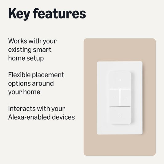Amazon Basics Smart Dimmer Switch and Remote for Music and Routines, Works with Alexa Only, Compatible Echo Devices Required, Easy Setup, No Wiring Required, Handheld