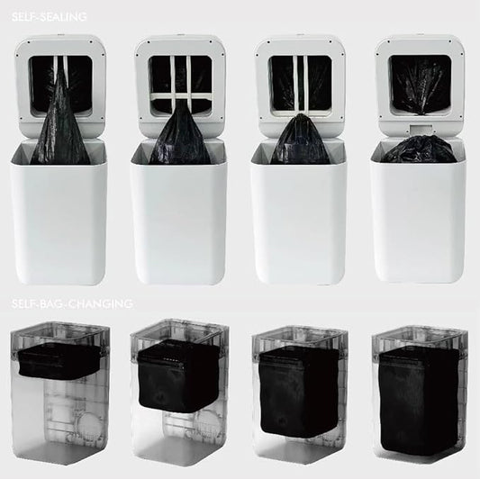 Airdeer Refill Bag Ring 3 Gallon, Trash can bags, 8m continuous garbage bag, Designed for Airdeer Self-sealing Smart Trash Can(Model C3, Pack of 6)【Not compatible with A1/L2 trash can】