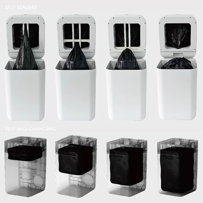 Airdeer Refill Bag Ring 3 Gallon, Trash can bags, 8m continuous garbage bag, Designed for Airdeer Self-sealing Smart Trash Can(Model C3, Pack of 6)【Not compatible with A1/L2 trash can】