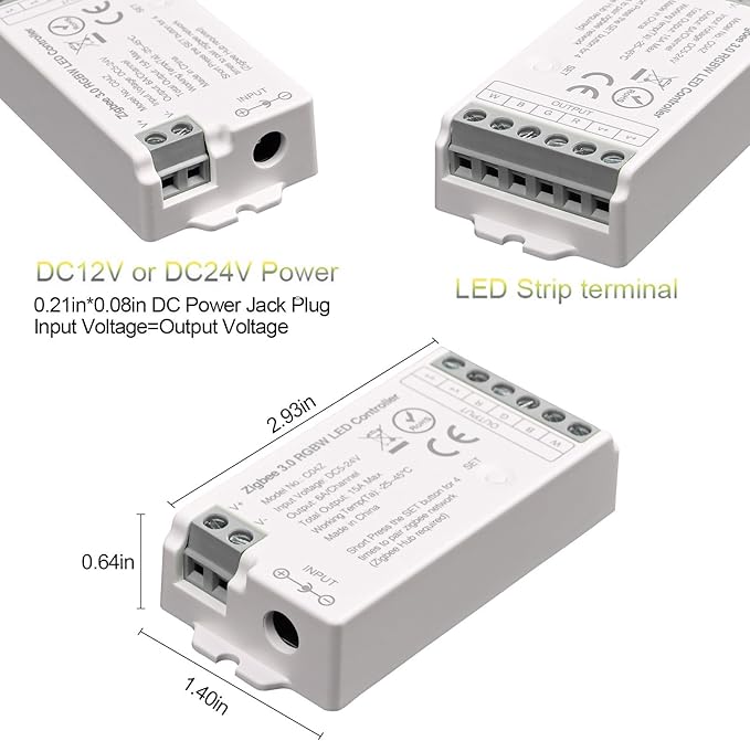 ZigBee 3.0 LED Controller C04Z RGBW LED Strip Bulb Dimmer Compatible with Echo Plus Home-kit Zigbee Hub Bridge Required DC5-24V for LED Strip Lights