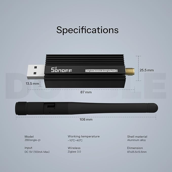 SONOFF Zigbee 3.0 USB Dongle Plus Gateway, Universal Zigbee USB Gateway with Antenna for Home Assistant, IoBroker, Wireless Zigbee 3.0 USB Adapter(1 Pack)