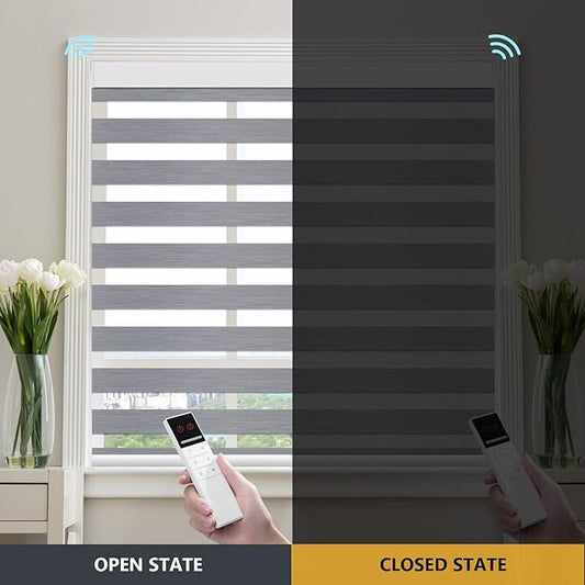 ZSTARR Motorized Blackout Window Blinds Customize Width(25-93 in) Remote Control Wireless Roller Shades Blinds for Windows, Office,Home, Hotel, Club, HD165 Gray