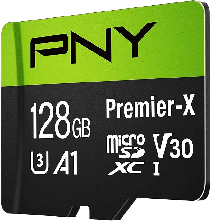 PNY 128GB Premier-X C10 U3 V30 A1 microSDXC Flash Memory Card, UHS-I