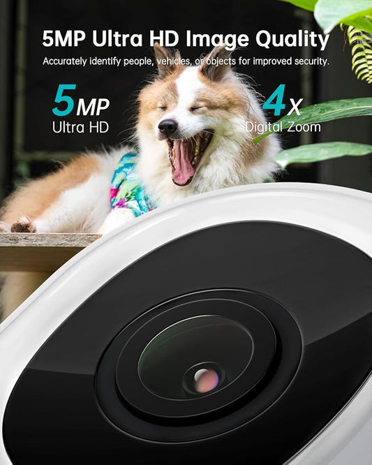 ZUMIMALL 3MP Outdoor Camera Wired 2.4G/5G WiFi - 2-Pack, 24/7 Recording, AI Motion Detection, Cloud & SD Card Storage, 2-Way Audio, PTZ Camera Auto Tracking, Compatible with Alexa Google
