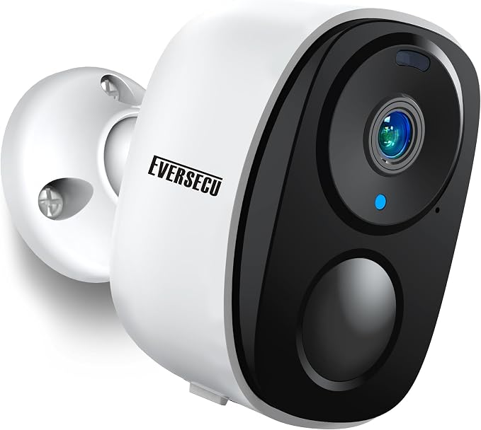 EVERSECU Wireless Outdoor Security Camera, Solar Powered WiFi IP Home Surveillance Bullet Camera, 1080P, Human Motion Detection, Night Vision, 2-Way Audio, IP65 Waterproof, Cloud/SD