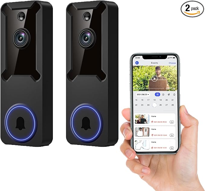 CutePanda 2Pack Wireless Wi-Fi Video Doorbell Camera 2-Way Talk, 1920P AI Motion, 2.4G WiFi,