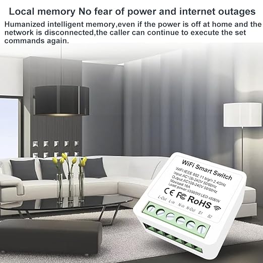 EweLink 16A Mini WiFi Relay Module Smart Switch,DIY Wireless Light Switch Voice Control Outlet for Smart Home Automation,Compatible with Alexa/Google Home(2 Packs)