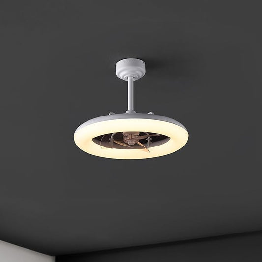 OVAL AIR AIR8001C Piero 21.5" Contemporary Minimalist 6-Speed Metal Mobile-App/Remote-Controlled Dimmable Smart Integrated LED Ceiling Fan Bedroom, Living Room, Dining Room, Frost White