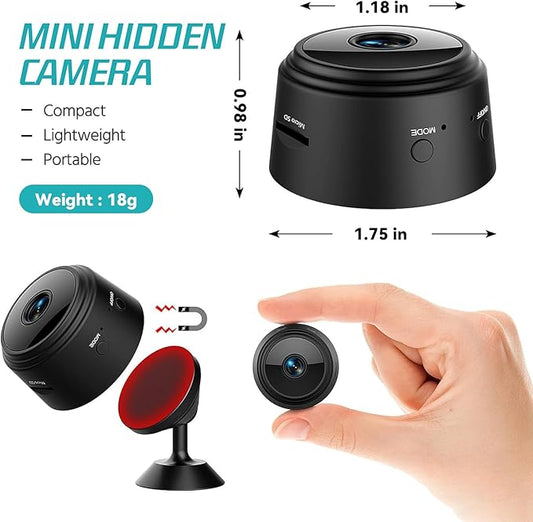 Hidden Camera Surveillance Monitor - WiFi Nanny Cam with 1080P Night Vision, Motion Detection, and Smartphone Compatibility - Indoor Spy Camera for Home/Baby/Office
