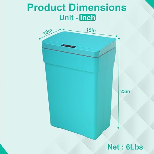 BestOffice 13 Gallon Trash Can Automatic Kitchen Trash Can Touch Free High-Capacity Garbage Can with Lid for Bedroom Bathroom Home Office 50 Liter (Black, 1) (4, Blue)