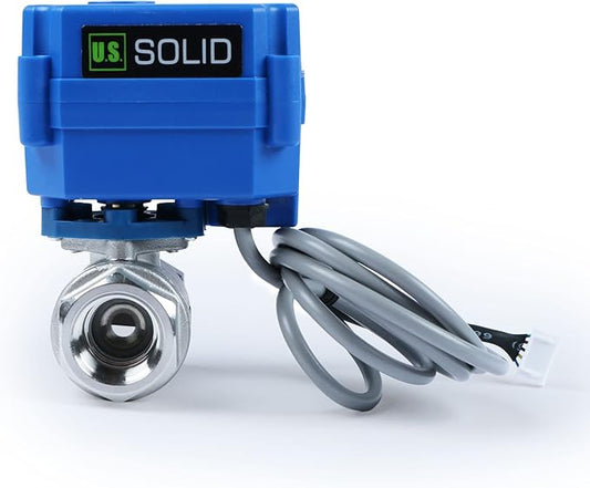 U.S. Solid Water Leak Detector with Auto Shut-Off Valve & Sound Alarm, 1/2" NSF Certified 304SS Motorized Ball Valve with 3 Sensors, Smart Sensor System for Water Heaters, Laundry & Flood Prevention