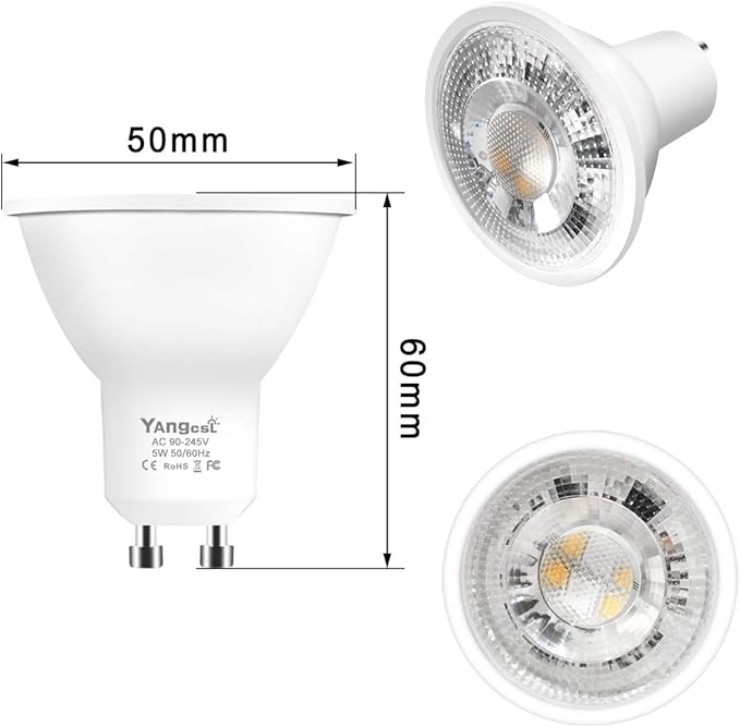 Yangcsl GU10 LED Bulbs 40W Equivalent 400LM, Color Changing Spot Light Bulb with Remote, RGB + Warm White, 45° Beam Angle and Memory, Mood Ambiance Lighting (6 Pack)