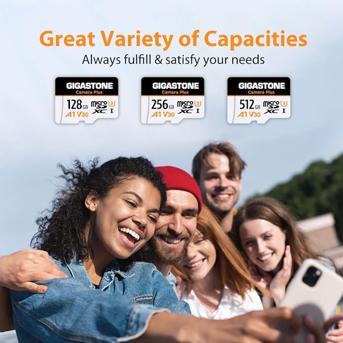 GIGASTONE 128GB Micro SD Card, Camera Plus, Action Camera, Wyze Cam, Speed up to 100MB/s, 4K Video Recording, MicroSDXC Memory Card UHS-I A1 V30 U3