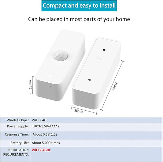 WiFi PIR Motion Sensor, Wireless Motion Detector, Alexa Motion Sensor Alert, Smart Home Presence Sensor Compatible with Alexa, Echo Devices (1 Pack)