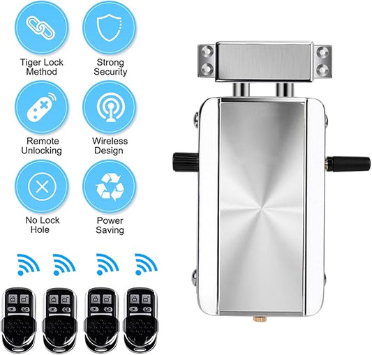 Geevorks Remote Control Electronic Intelligent Door Lock, Smart Wireless,Electronic Deadbolt Anti-Theft Smart Hidden Door Lock,with 4 Remote Control,Keyless Access Control System for Home