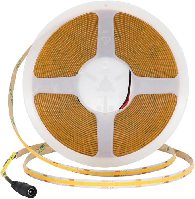 32.8FT COB LED Strip Light 24V 3000K RA90+ Flexible High Bright Dimmable LED Tape, 8mm Width Strip Light with 3840 LEDs for Home Indoor Lighting Decor (Without Power Supply or Adapter)