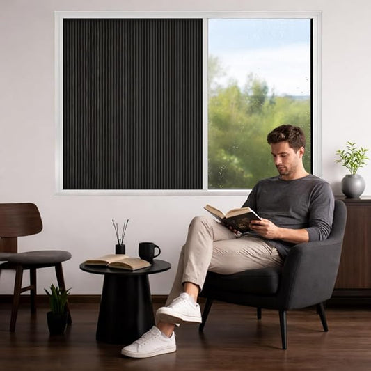 Godark Motorized Bottom Up Celllular Shades WiFi Enabled Smart Honeycomb Blinds Works with Alexa/Google Home Easy Install Blackout Window Blinds with Aluminum Frame Customize Size-Black(White Frame)
