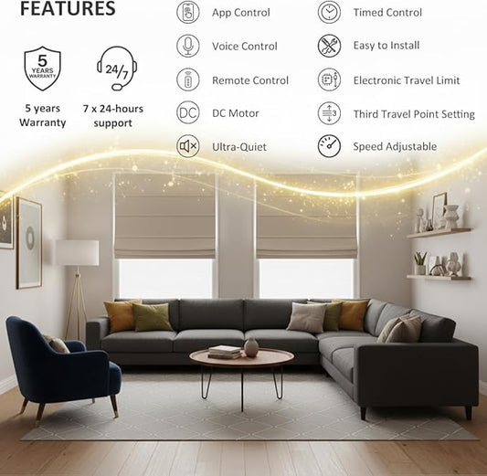 Tuya ZigBee 3.0 Smart Roller Shade Motor, 110V AC Electric Tubular Motor for 1.5" Tube, Motorized Blinds Kit Compatible with Alexa & Google Home, Zebra Blinds Motor, 5 Years Warranty (1.5N.m Torque)