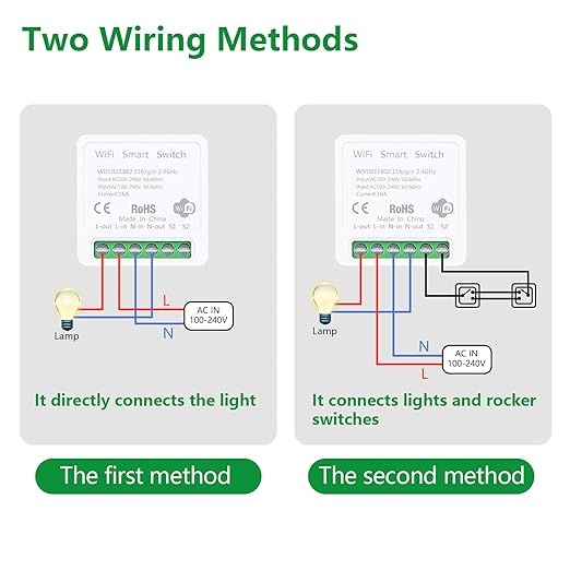 Wengart WiFi Mini Relay Switch,AC100-240V 16Amp,Universal DIY Module,Easy to Upgrade Smart Home,Compatible with Alexa and Google Home Assistant,2.4GHz