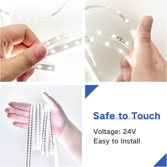 Under Cabinet Lighting Kit Small Led Strip Lights 10 ft White, Dimmable Flexible LED Lights Strip, 180 Leds, Super Bright LED Tape Rope Lights for for Kitchen Cabinets, Shelf, Desk, Counter