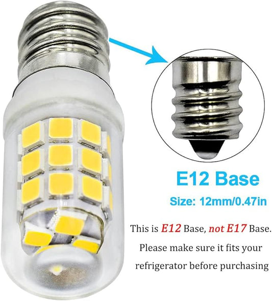 E12 LED Fridge Water Dispenser Light Bulb 2W(15W Replacement) 120V T5 Tubular Appliance Bulb for Chandeliers Home Lighting Refrigerator/Dryer Drum Light C7/S6 Clear Glass Daylight White 6000K,2-Pack
