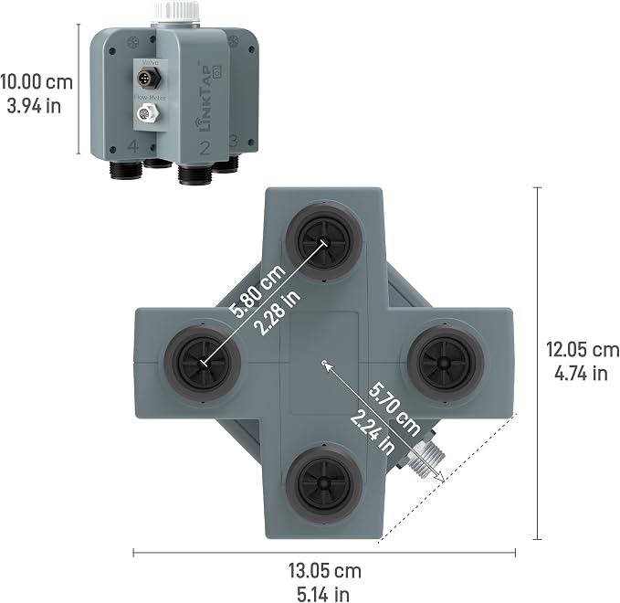 LinkTap Q1 4-Port Smart Water Timer (Req. Gateway), Multiple Power Options | 4 Separate Zones, Equals 4 G2S or 2 D1 Smart Irrigation Timers, Scalable Mesh Network via Extender, 2-Year Warranty, IP66