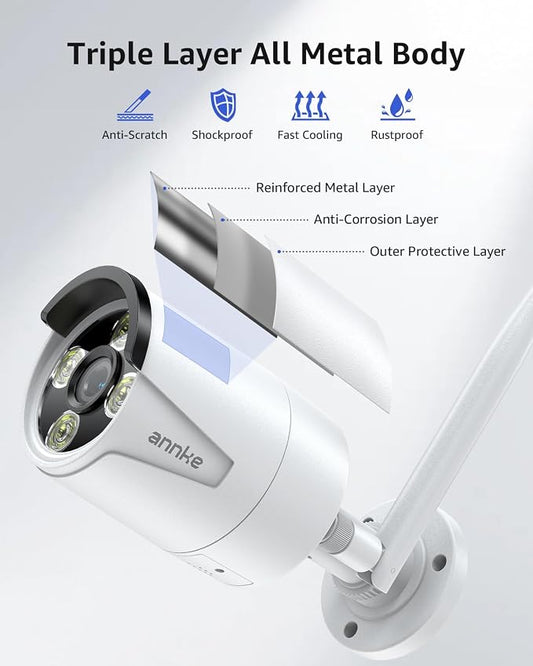 ANNKE Wireless Security Camera System, 7'' Touch Screen Monitor, 64GB SD | 2K HD 4CH WiFi NVR, 2 Wireless Outdoor Cameras, Plug & Play, Human Detection, Two-Way Audio, 100 ft Night Vision, IP66