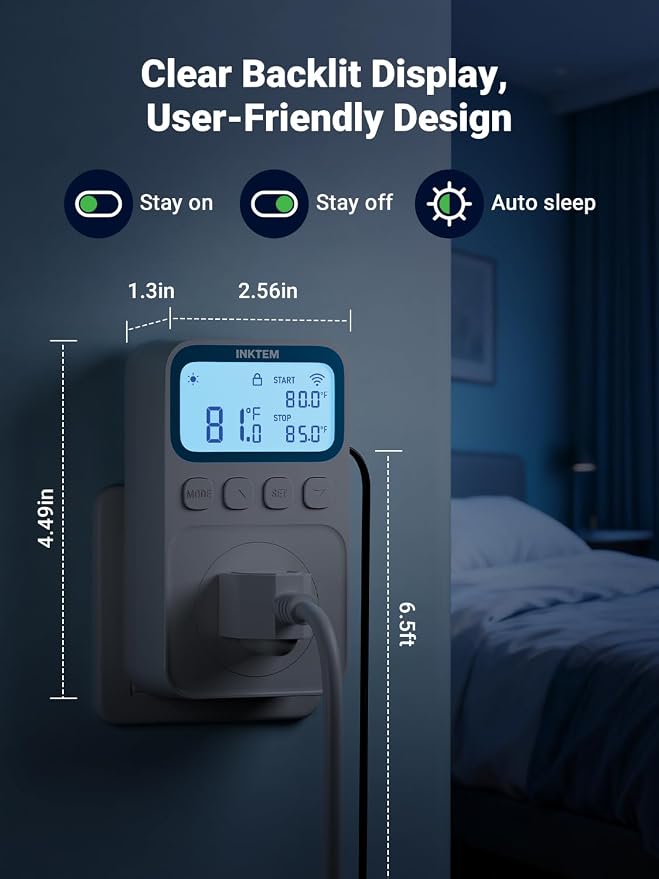 WiFi Temperature Controlled Outlet with APP for Heater, Freezer 16A