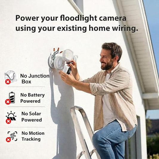 2K Hardwired Flood Light Camera, 3500LM Dual-Head Outdoor Security Camera with Color Night Vision, 5G/2.4G WiFi, PIR Motion Detection, Siren, 2-Way Audio, IP65, Compatible with Alexa & Google