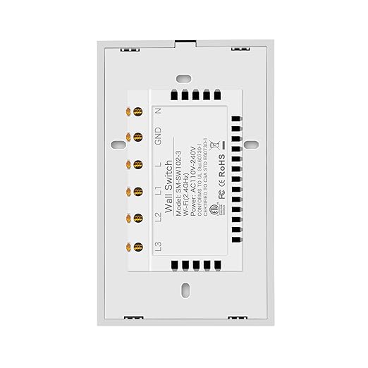 Jinvoo WiFi Wall Light Touch Panel Switch, 3 Way, Remote Control by Smart Phone,No Hub Required, AC 120V, Works with Amazon Echo, Google Home, White