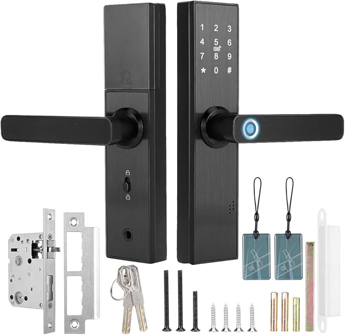 Fingerprint Door Lock, WiFi Smart Biometric Door Lock Password IC Card Entry Access System with Mechanical Key for Hotels and Offices Homes Apartments