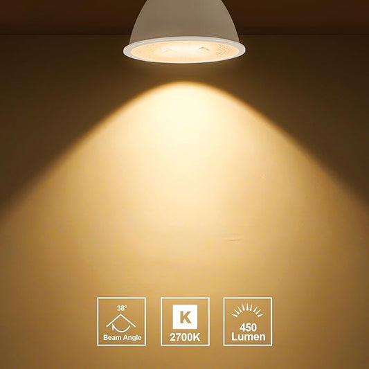 GEPLAD 12 Pack MR16 LED Bulb 50W Halogen Equivalent, 5W 2700K Warm White, 450 Lumens,GU5.3 Bi-Pin Base, 38 Degree Spot Lighting for Indoor/Outdoor Landscape Track Bulbs-Not Dimmable AC/DC 12V