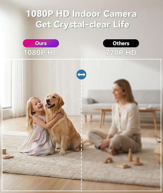 1080p HD Wireless WiFi Camera for Home Security with App Control, Motion Detection, 150° Wide Indoor Camera with Night Vision & Loop Recording,Security Cam for Office Easy to Use