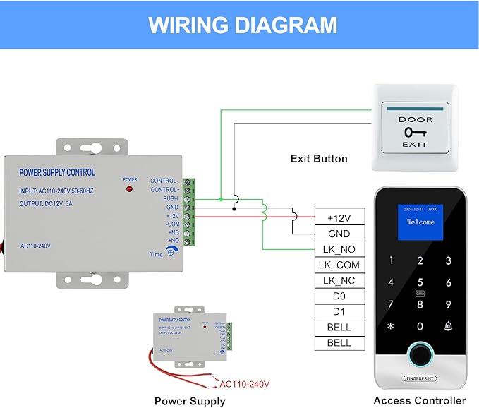 Waterproof Smart Home Security Systems Fingerprint,Password,Tuya Remote Unlock,IC Keychain Multiple Methods,with Door Switch,Power Supply DC 12V,(Electric Lock)