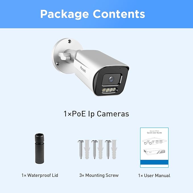4K PoE IP Bullet Camera with Smart Dual Lights Full Color Night Vision, 8MP Wired Video Surveillance Security IP PoE Camera Indoor/Outdoor, AI Human/Vehicle Dtection, Two-Way Audio, PB65-8MDL