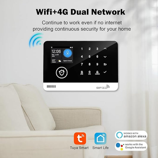 Home Security System, Alarm System for Home Security, 22-Piece Kit WiFi/GSM SMS Alarm System with Motion Detector, 120dB Alarm Siren, Door Window Burglar Alarm, Smart Remote Control, Alexa Compatible