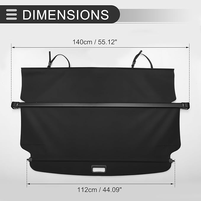Motoforti Car Trunk Retractable Cargo Cover for Honda CRV 2002-2006 Rear Trunk Parcel Shelf Luggage Security Shield Shade, Canvas, Gloss Black