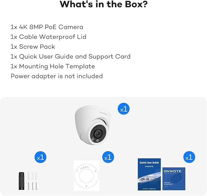 ONWOTE 4K 8MP PoE IP Camera, Smart AI Human Vehicle Detection Activate Bright Spotlights, 134° Wide Viewing Angle, Indoor/Outdoor, Commercial Wired Camera for Business, Add-on to PoE NVR System
