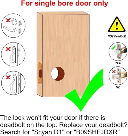 Smart Door Lock, Keyless, Fingerprint, SCYAN X2 Handle Lock with Touchscreen Keypad Access, Auto Locking, for Home, Office, Airbnb, Rental House, Aged Bronze