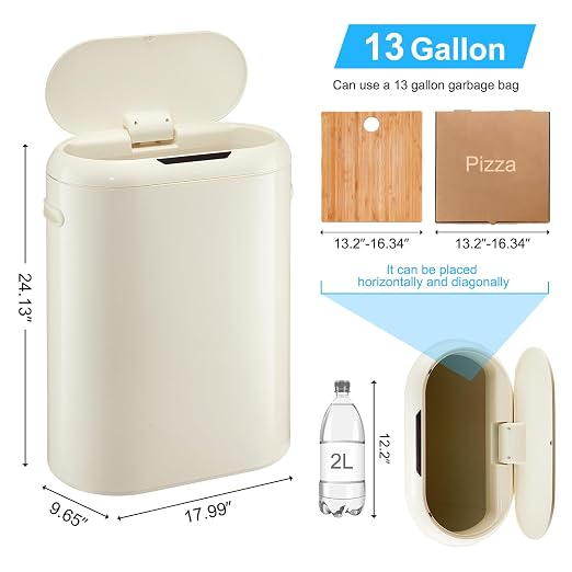 Garvee 13 Gal Sensor Trash Can - Touchless Automatic Kitchen Garbage Bin