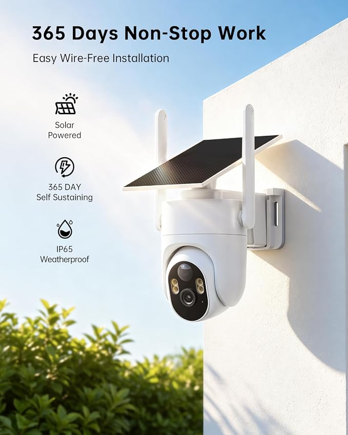 ELYSOO 4K Solar Security Cameras Wireless Outdoor Home System, 4-Cam Kit