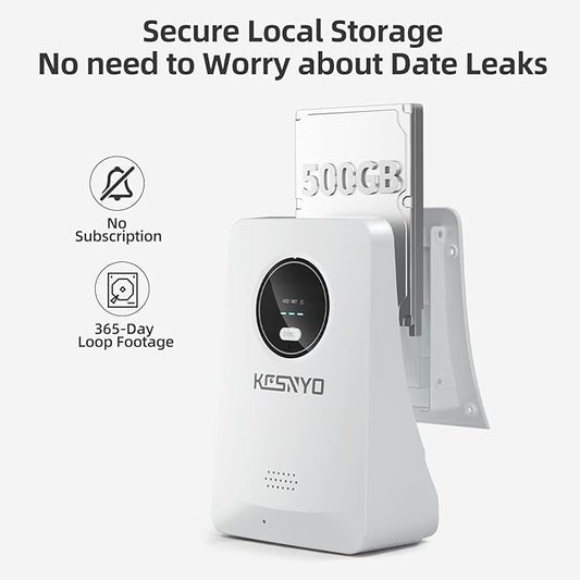 Solar Security Cameras Wireless Outdoor, 4MP Solar Powered Home Security Cameras System, 4 Cam kit, Color Night Vision, 360° PTZ, 500G HDD Local Recording, No Monthly Fees